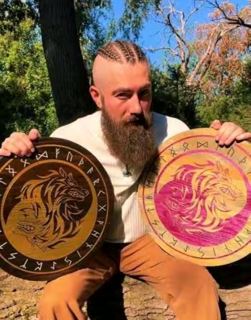 Hand Burned Rune Shield